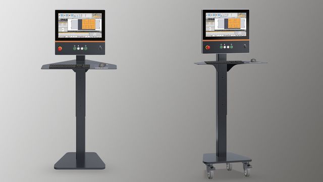 This Control desk is equipped with an 21,5" and 16:9 monitor and offers a perfect operator ergonomy. This Control desk is equipped with an 21,5" and 16:9 monitor and offers a perfect operator ergonomy.