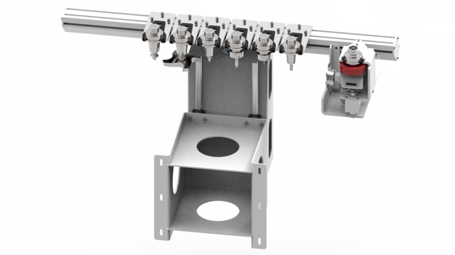 The 6-position Pick-up changer is integrated in the machine base. The 6-position Pick-up changer is integrated in the machine base.
