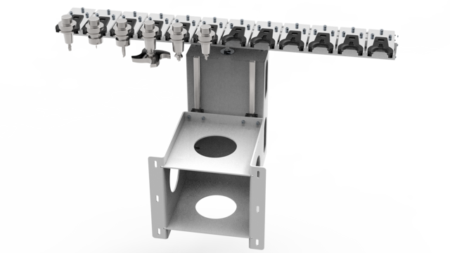 The tool changer is extendable up to 12 tool positions The tool changer is extendable up to 12 tool positions
